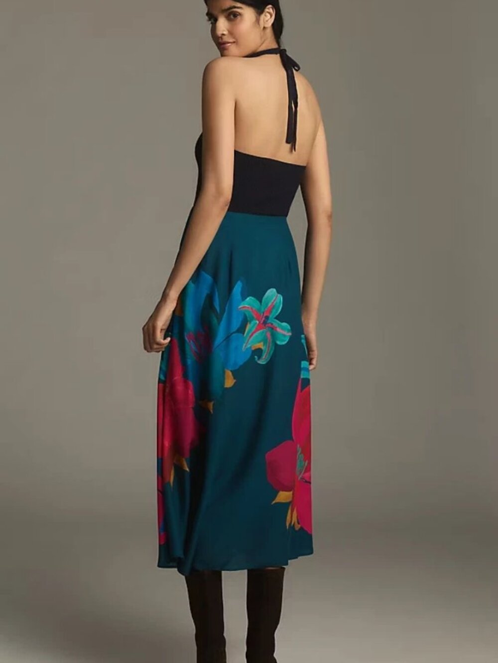New Farm Rio x Anthropologie Slip Midi Skirt Blue Green XL NWT - Picture 3 of 4